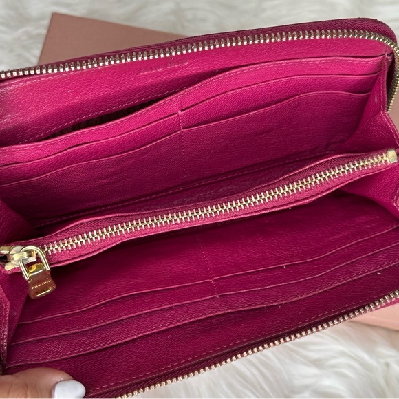 Miu Miu Pink Leather Studded Wallet - Picture 8 of 11
